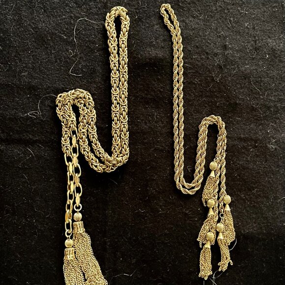 Vintage 2 – Gold-Tone Straight Necklaces w/Tassles - Picture 7 of 7